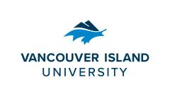 Vancouver Island University logo with a graphic of a mountain on top of waves.