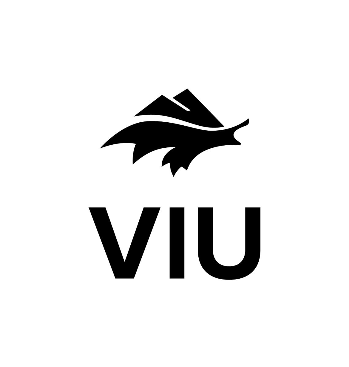 VIU logo in black with a graphic of mountains above waves