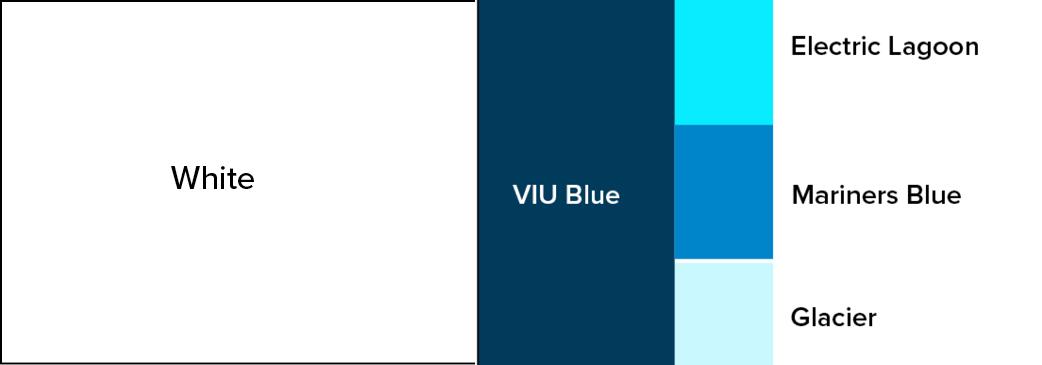 A swatch of colours showing white and four shades of blue