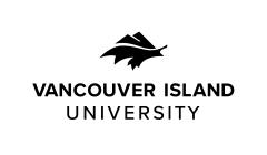 Vancouver Island University logo in black with a graphic of a mountain on top of waves.