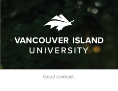 White VIU logo over dark background - good contrast